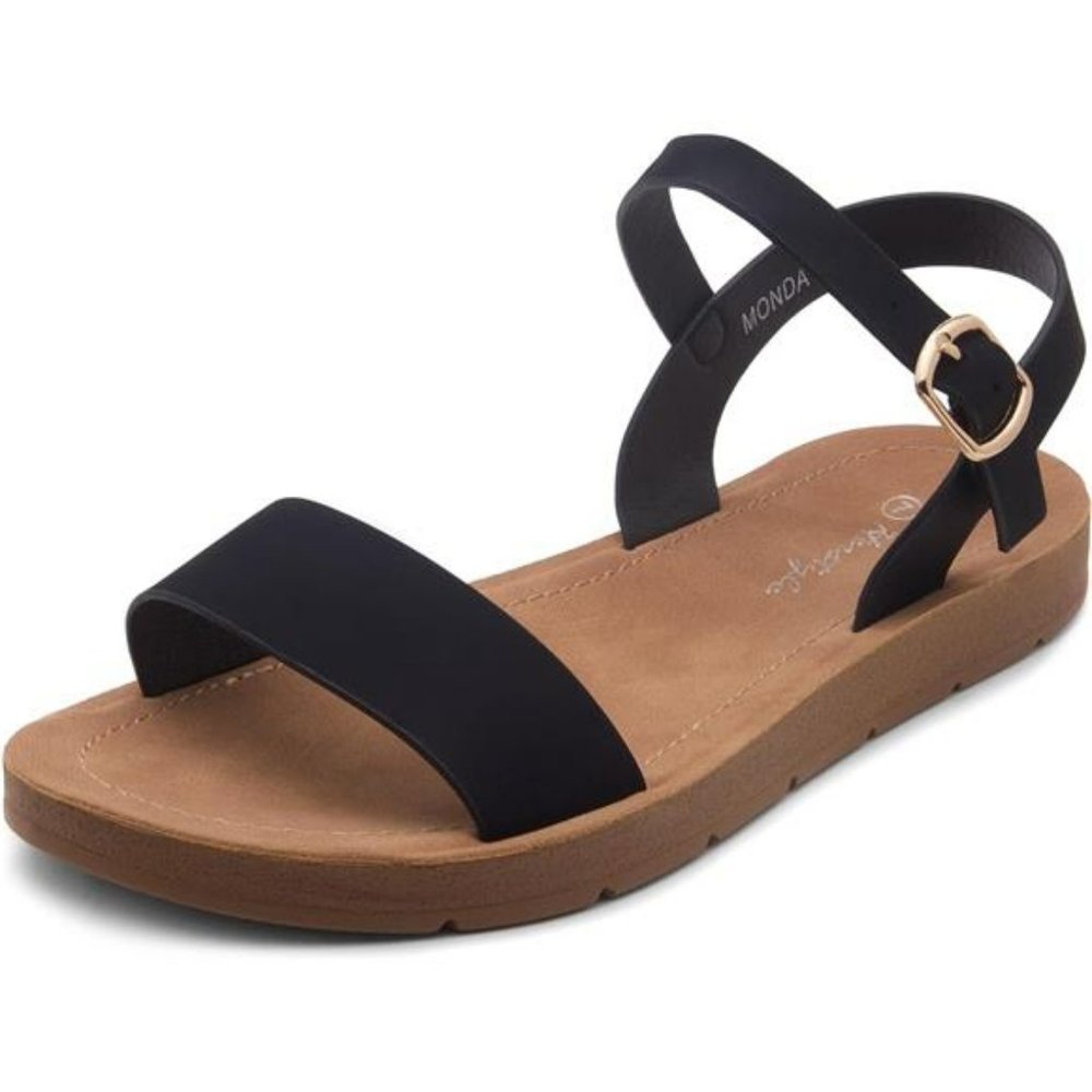Open Toes One Band Ankle Strap Flat Sandals for Women